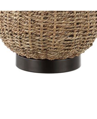 Chakrii 25" Rustic Bohemian Iron, Rattan LED Table Lamp with Pull-Chain