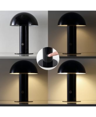 Boletus 10.75" Contemporary Bohemian Rechargeable, Cordless Iron Integrated LED Mushroom Table Lamp