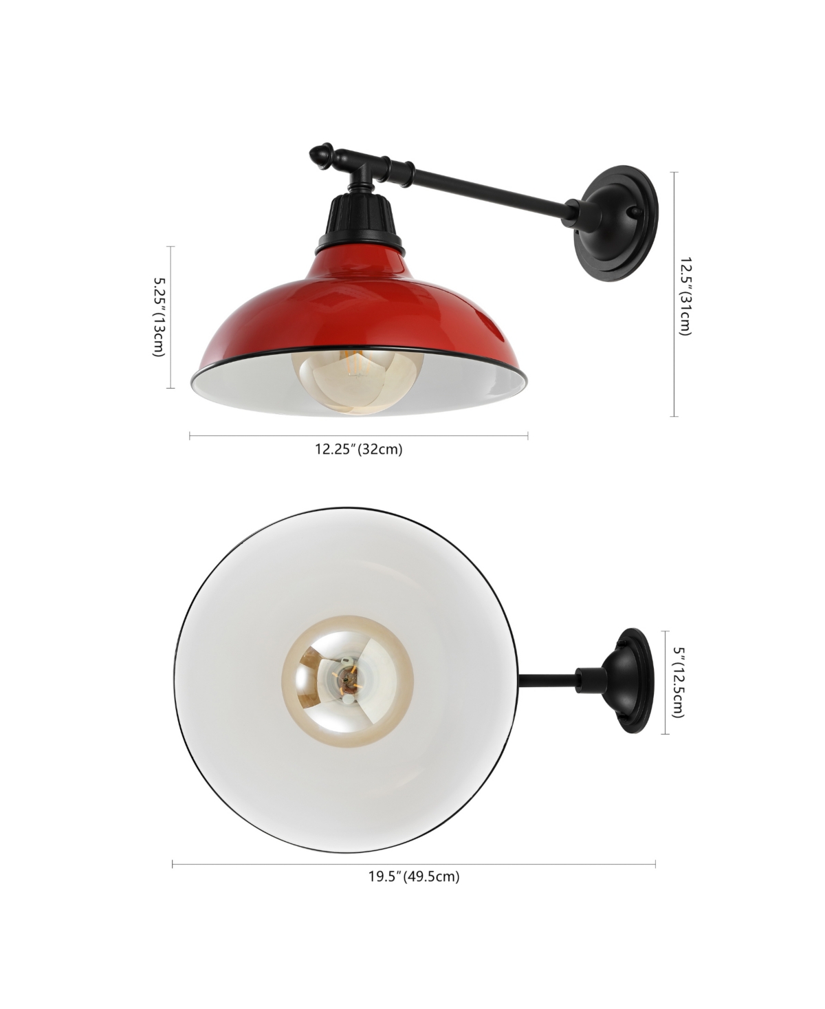 Wallace 1-Light Farmhouse Industrial Indoor, Outdoor Iron Led Victorian Arm Outdoor Sconce - White