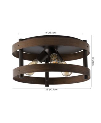Cooper 16" 3-Light Farmhouse Industrial Iron LED Flush Mount