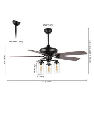 Lucas 52" 3-Light Rustic Industrial Iron, Wood, Seeded Glass Mobile-App, Remote-Controlled LED Ceiling Fan