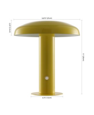 Suillius 11" Contemporary Bohemian Rechargeable, Cordless Iron Integrated LED Mushroom Table Lamp