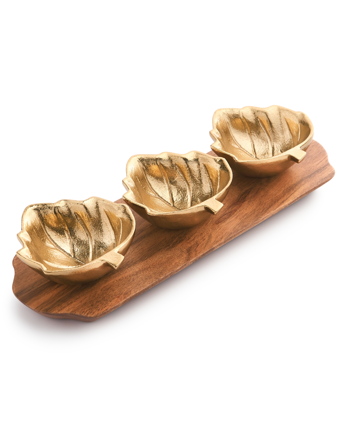 Charter Club Set of 3 Wooden Leaf Bowls with Tray, Created for Macys