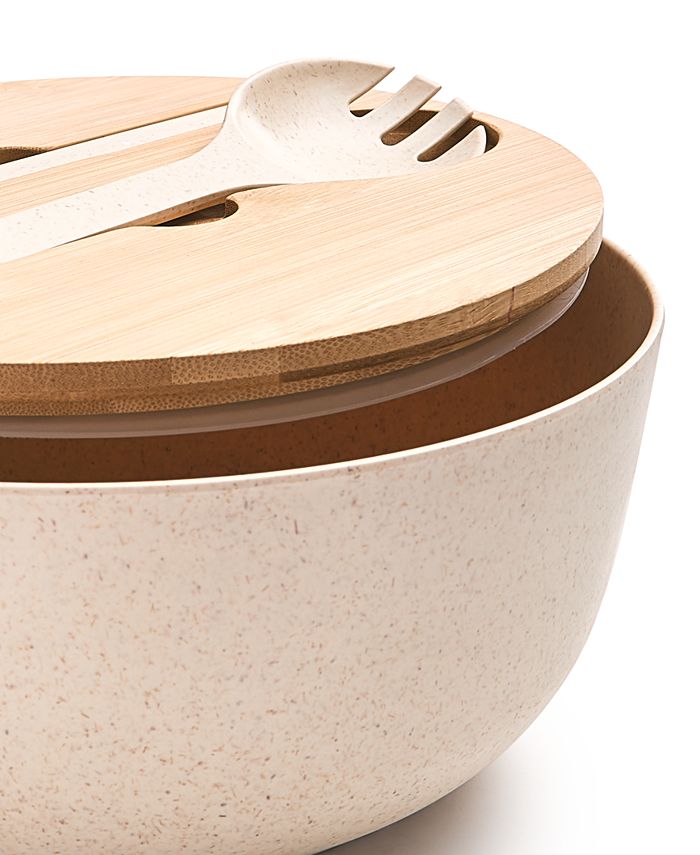 Oake Salad Bowl with Lid & Pair of Servers, Created for Macy's Macy's