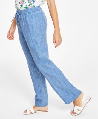 Petite 100% Linen Drawstring Pants