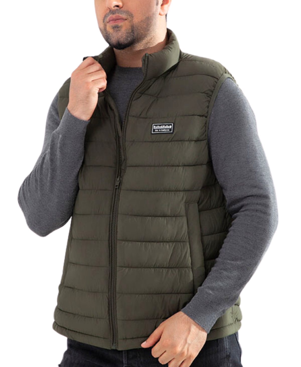 Men's Light Puffer Packable Vest, up to 2XL - Olive