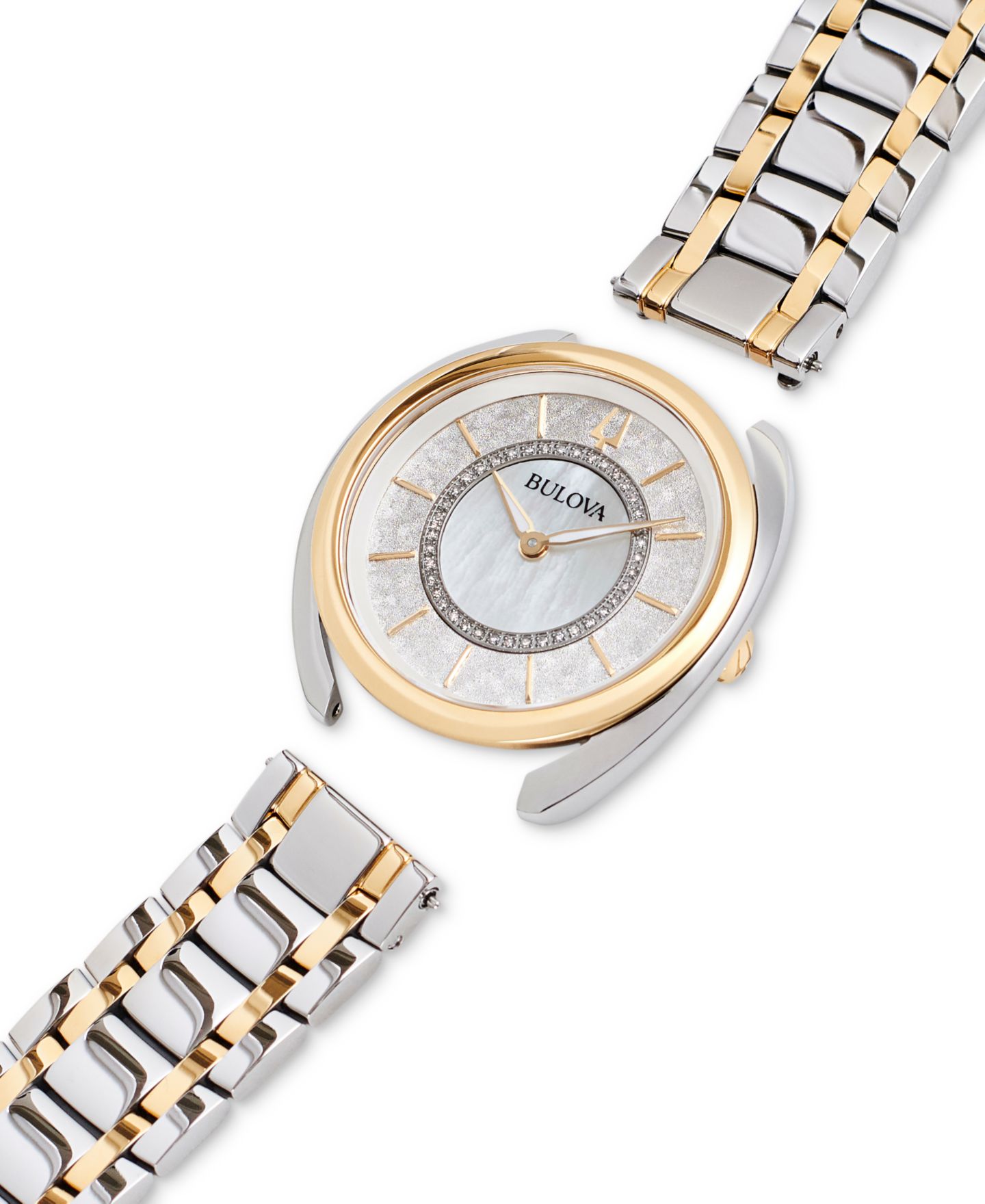 Женские часы Bulova Duality Diamond (1/10 ct. t.w.) Two-Tone Stainless Steel Bracelet Watch Box Set 34mm — фото 10