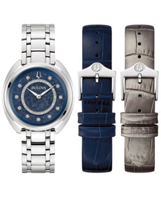 Women's Duality Diamond (1/8 ct. t.w.) Stainless Steel Bracelet Watch Box Set 34mm