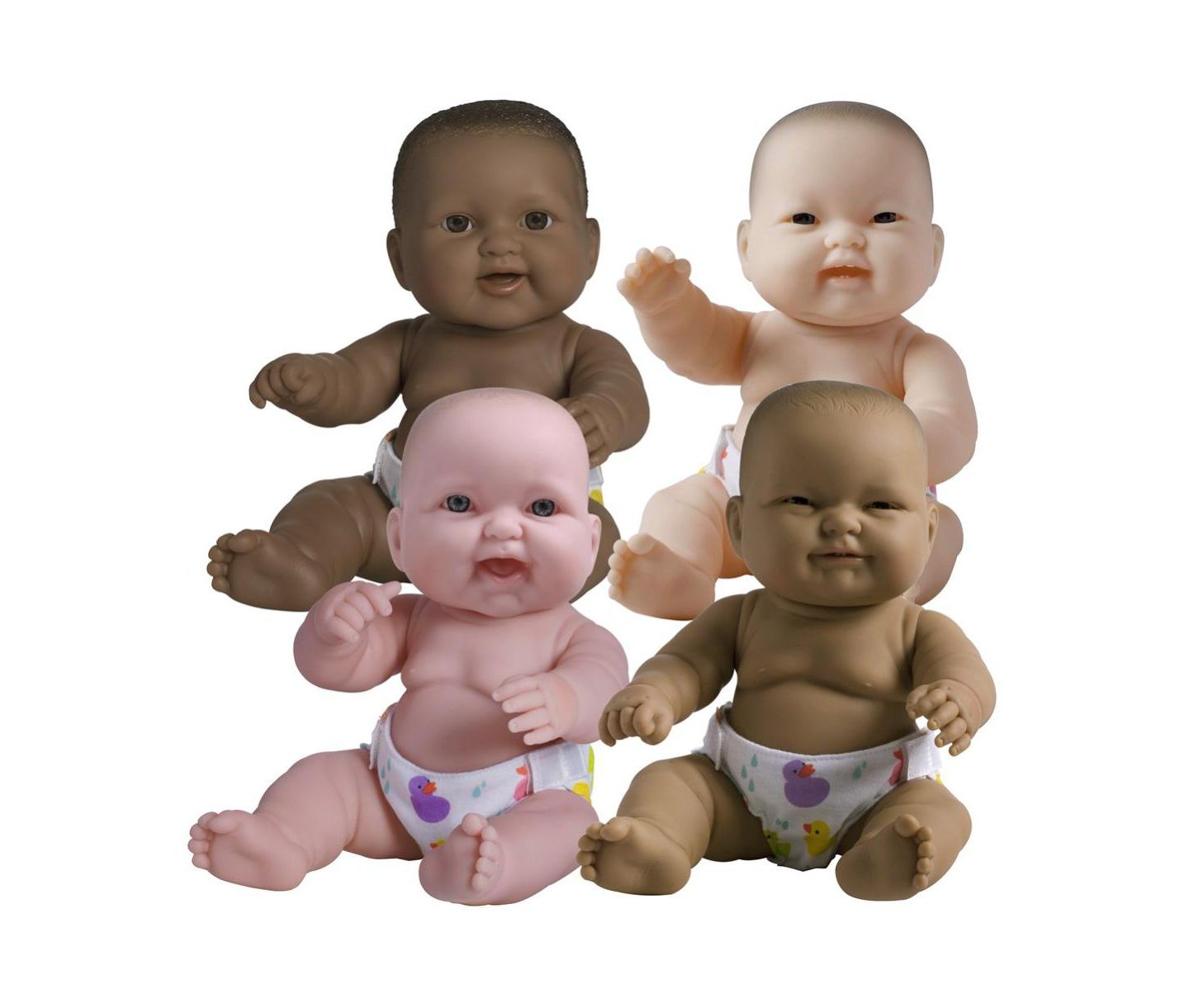 Детские куклы JC TOYS Lots to Love Babies 14" Poseable Baby Dolls with Different Skin Tones, 4-Piece Set, Ages 2+ — фото 1