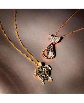 Le Vian - Nude Diamond (1/3 ct. t.w.) & Chocolate Diamond (1/4 ct. t.w.) Cat Necklace in 14k Rose Gold, 18" + 2" extender