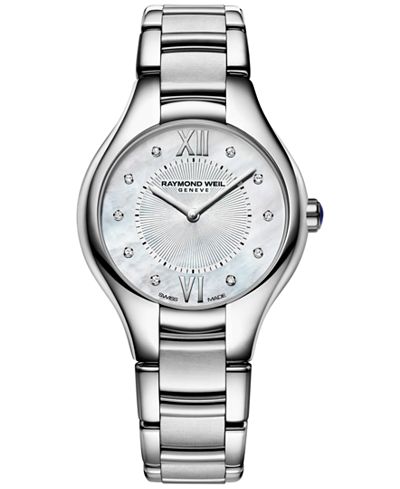 RAYMOND WEIL Women's Swiss Noemia Diamond Accent Stainless Steel Bracelet Watch 27mm 5127-ST-00985