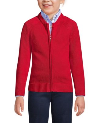 Girls School Uniform Cotton Modal Zip Front Cardigan Sweater