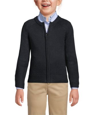 Girls School Uniform Cotton Modal Zip Front Cardigan Sweater