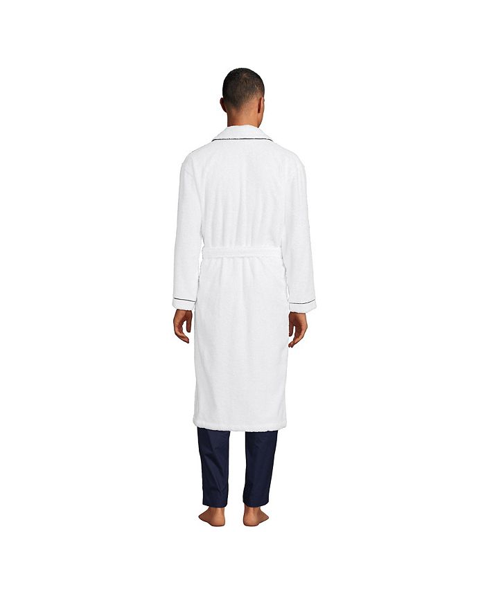 Lands' End Men's Calf Length Piped Turkish Terry Robe Macy's