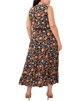 MSK Plus Size Floral-Print Smocked Maxi Dress - Macy's