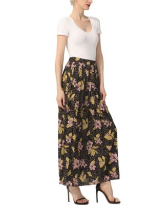 Women's Print Box Pleat Maxi Skirt
