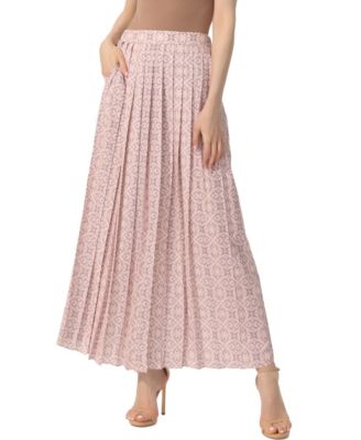 Women's Print Box Pleat Maxi Skirt