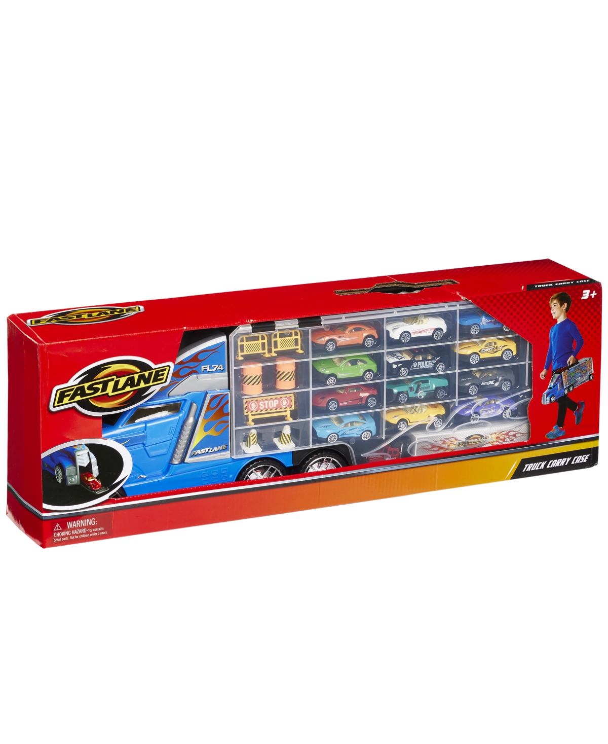 Fast Lane Truck Carry Case With 12 Diecast Vehicles And 14 Accessories, Created For You By Toys R Us In Multi