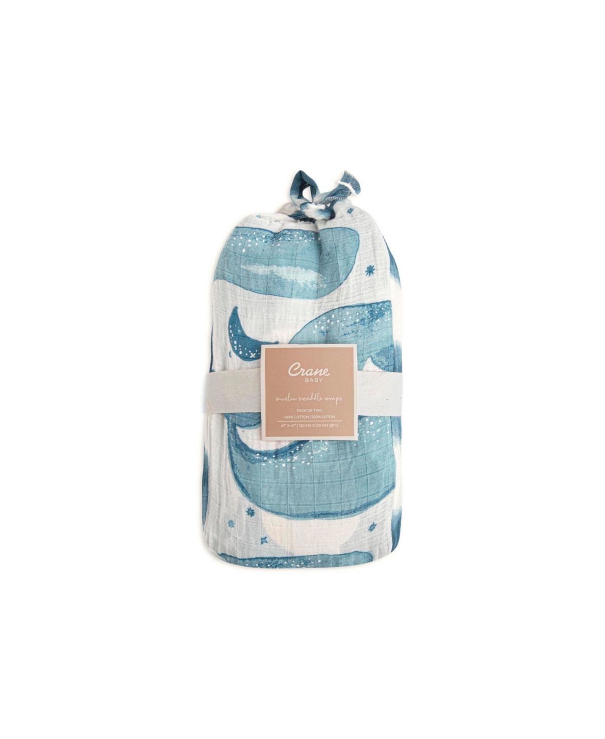 Crane Baby Baby Boys Caspian Swaddle Wraps, Pack of 2 - White