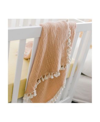Baby Girls 6 Layer Muslin Tassel Blanket