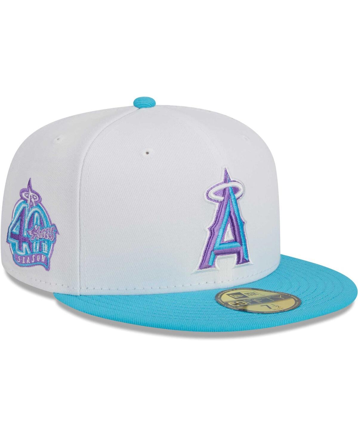 NEW ERA MEN'S NEW ERA WHITE LOS ANGELES ANGELS VICE 59FIFTY FITTED HAT