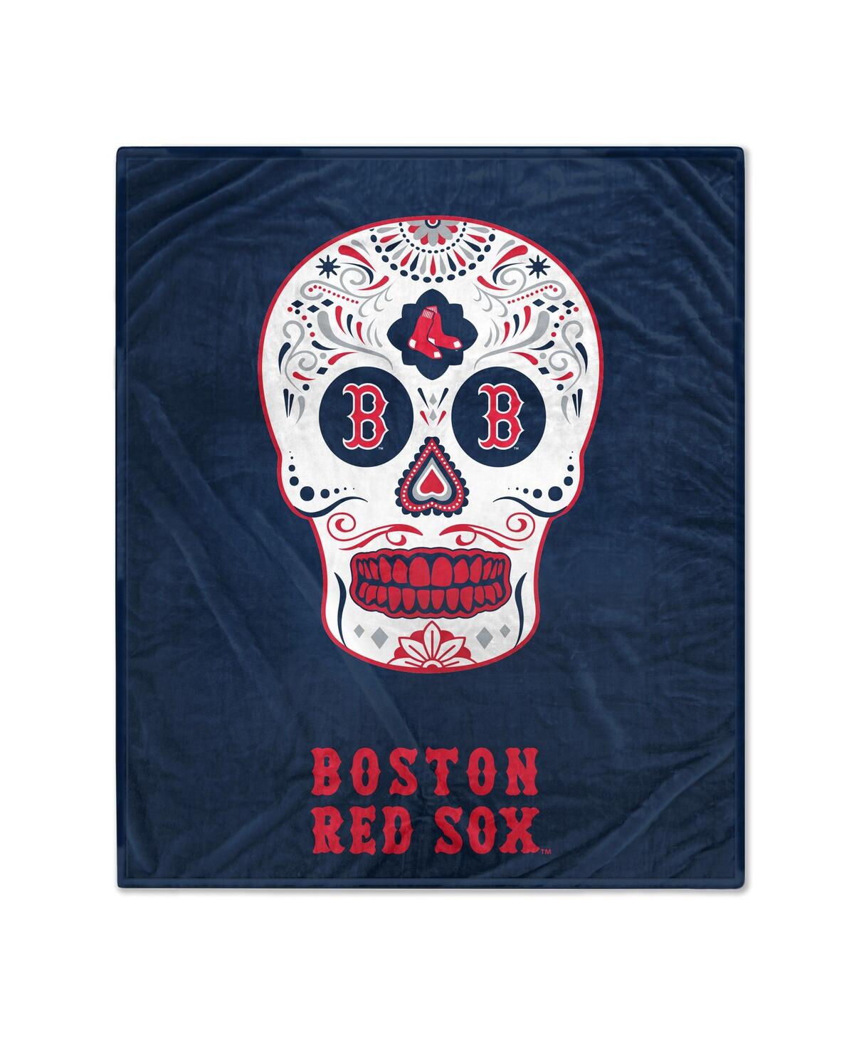 Pegasus Home Fashions Boston Red Sox 60'' X 70'' Sugar Skull Fleece Blanket In Navy