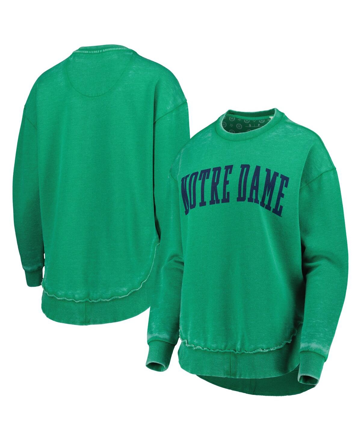 Pressbox Women's  Green Notre Dame Fighting Irish Vintage-like Wash Pullover Sweatshirt