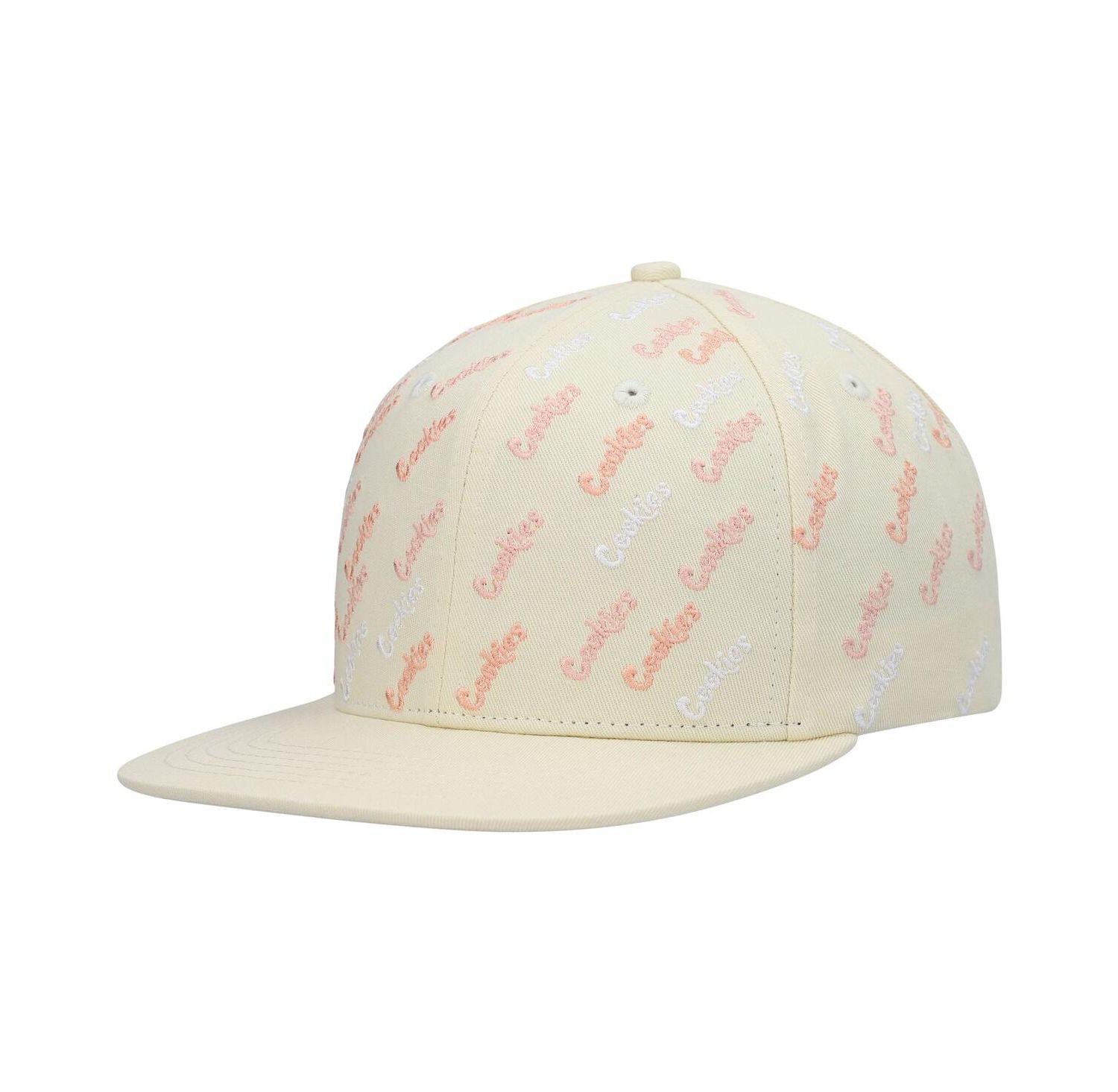 Men's Cream Triple Beam Allover Print Snapback Hat