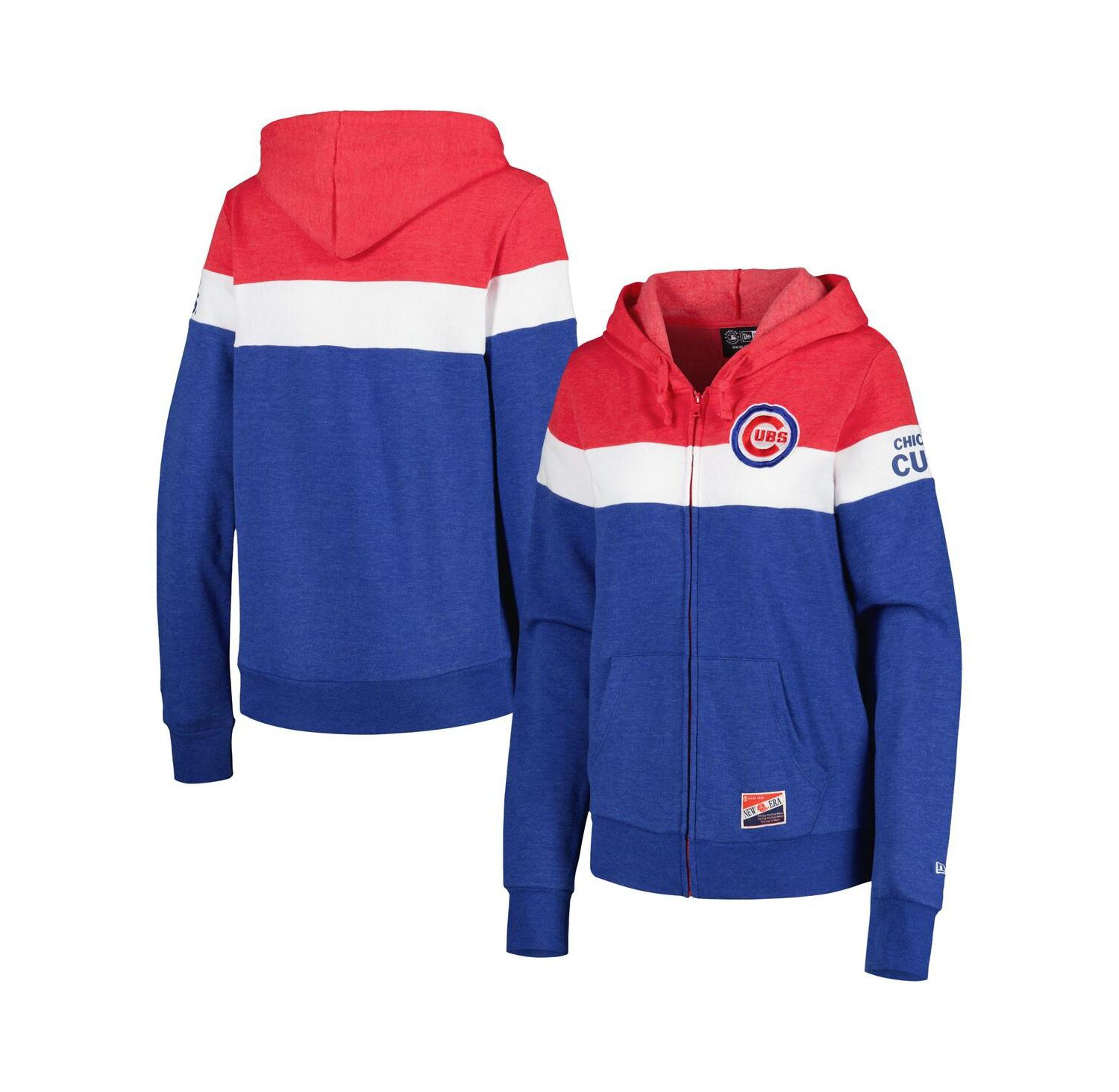 Women's Heather Royal Chicago Cubs Colorblock Full-Zip Hoodie Jacket