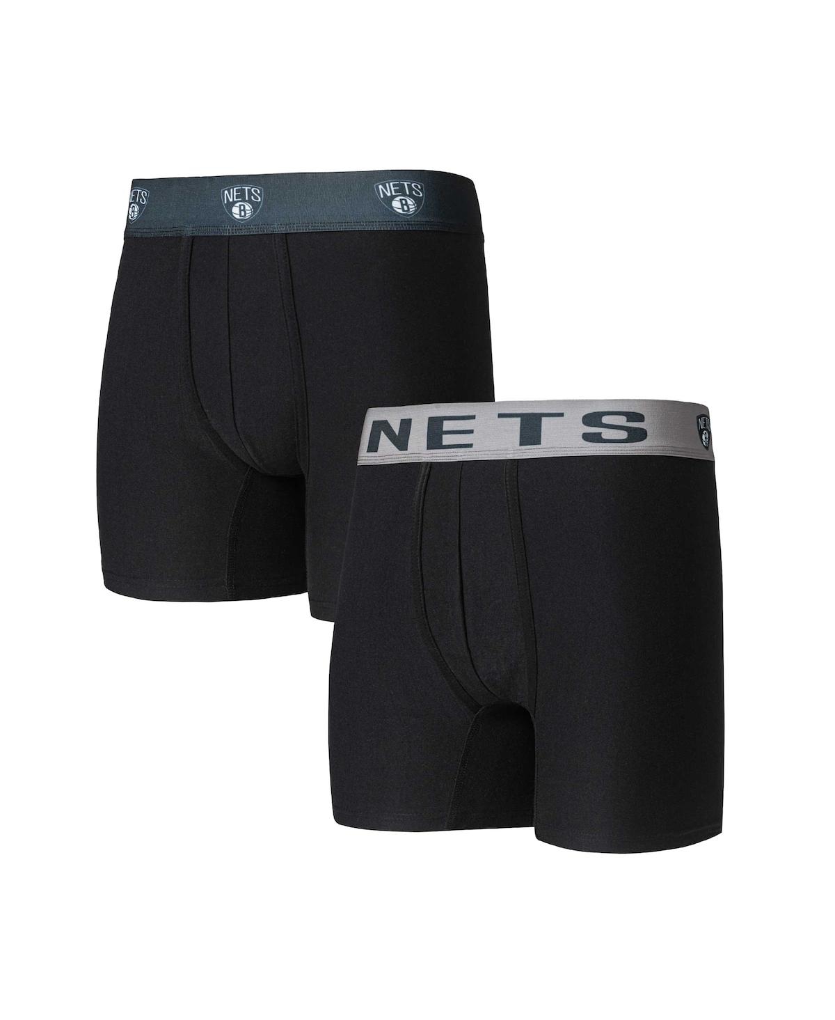 Men's Concepts Sport Black Brooklyn Nets Breakthrough 2-Pack Boxer Briefs - Black
