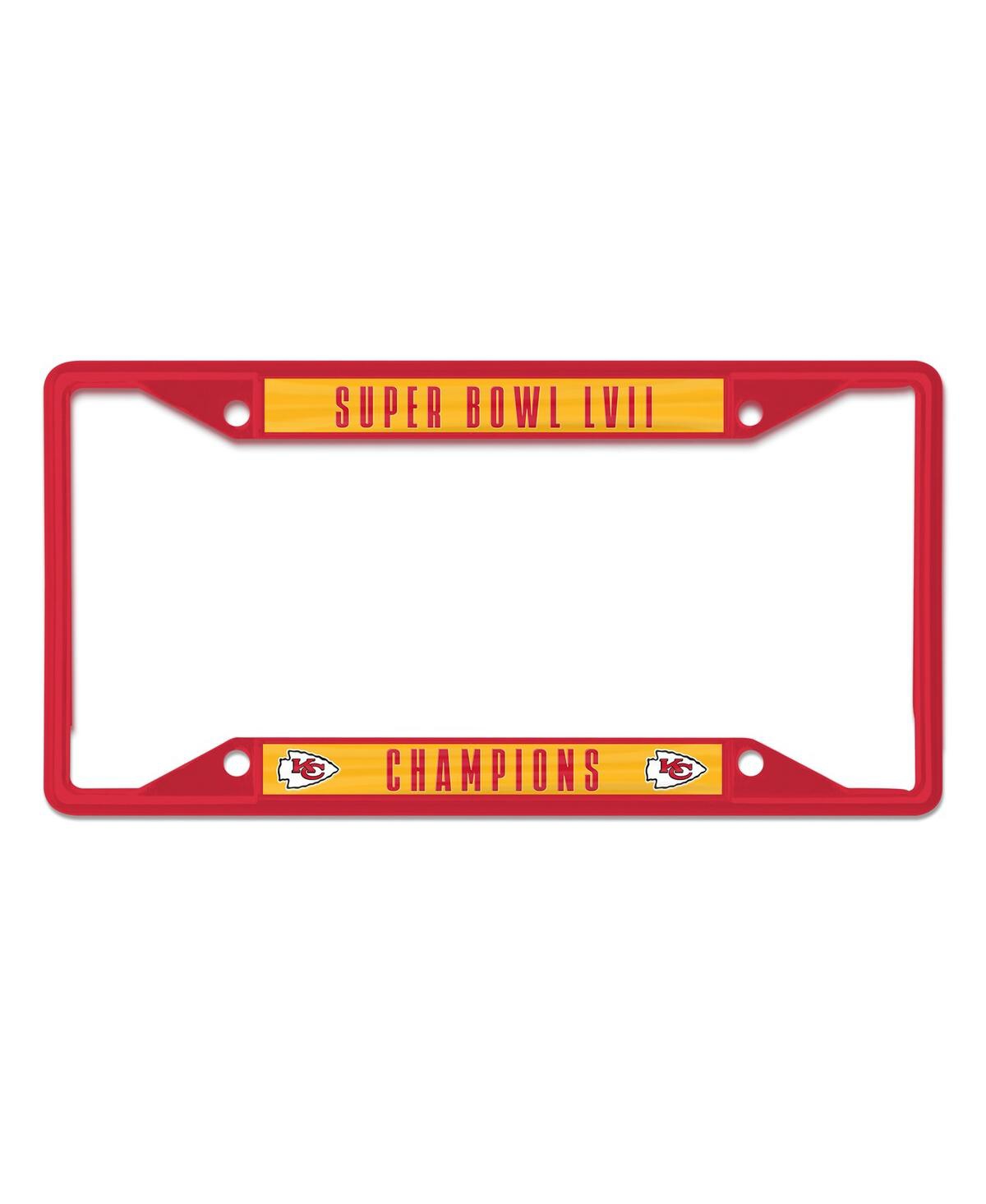 Wincraft Kansas City Chiefs Super Bowl Lvii Champions Metal Laser Cut Color License Plate Frame In Red
