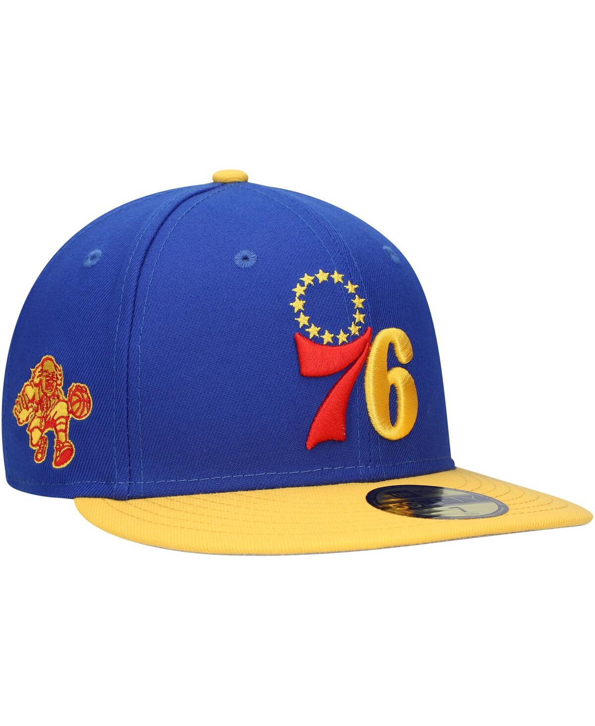 Shop New Era Men's  Royal Philadelphia 76ers Side Patch 59fifty Fitted Hat