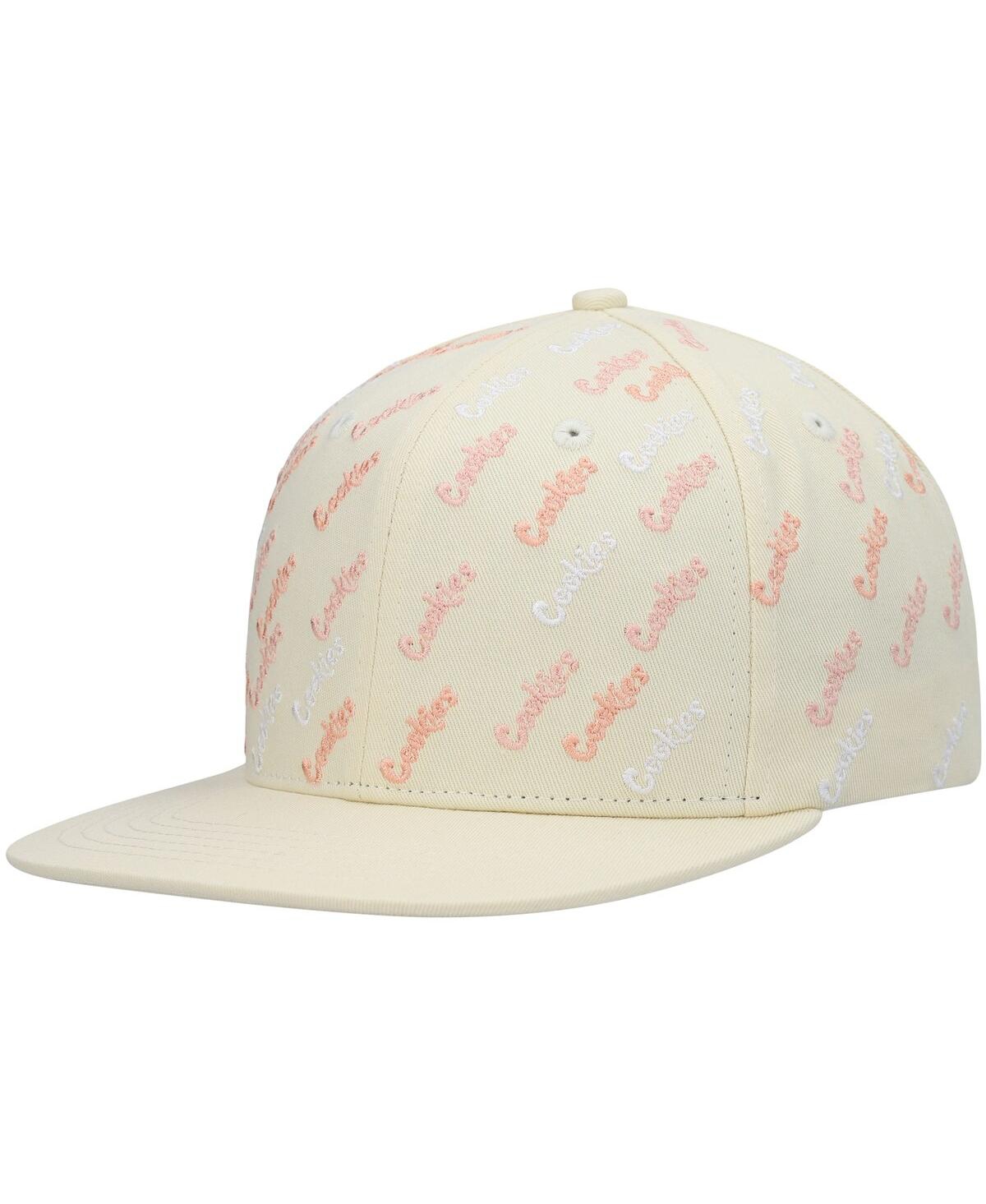 Shop Cookies Men's  Cream Triple Beam Allover Print Snapback Hat