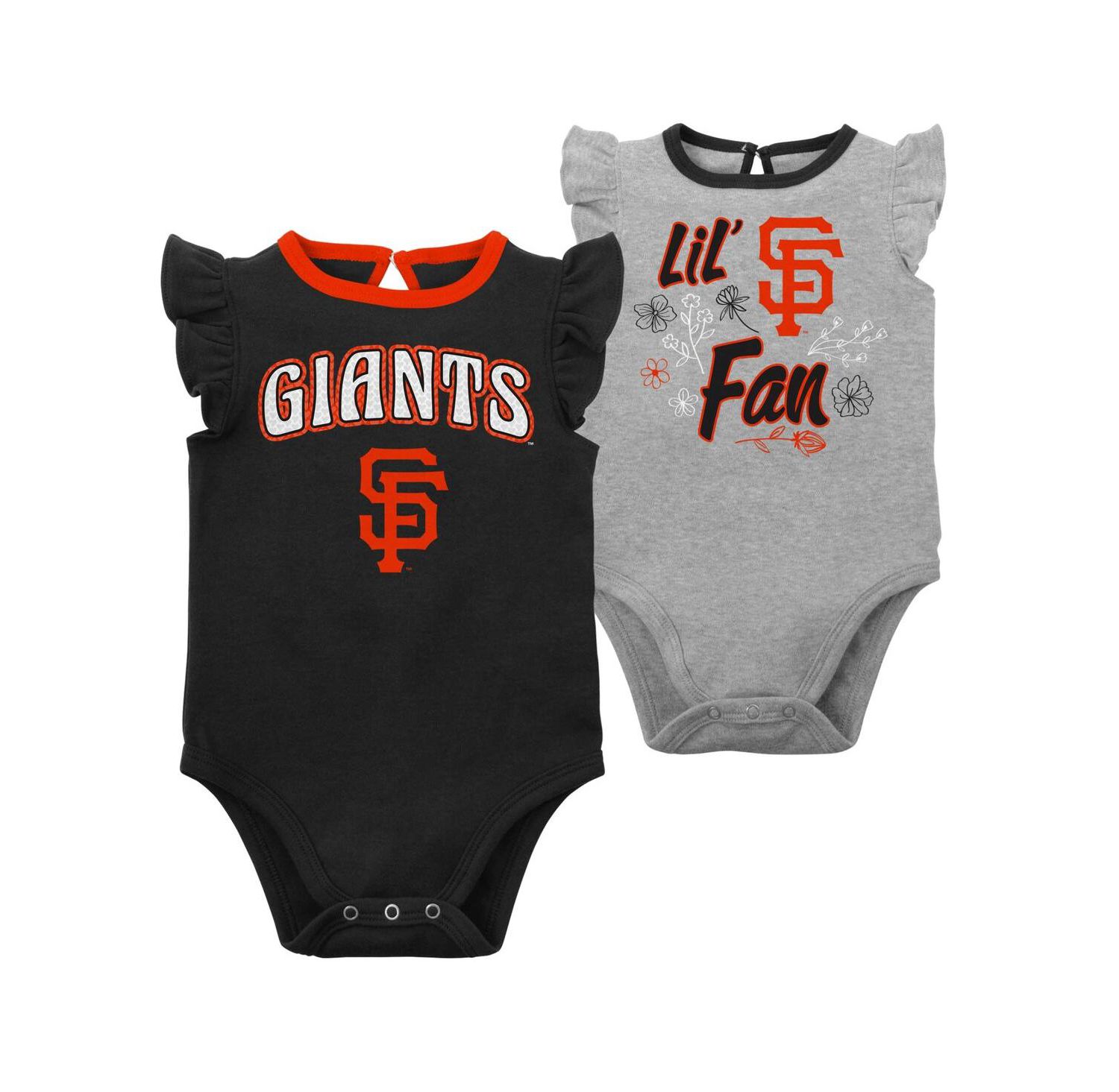 Infant Boys and Girls Black, Heather Gray San Francisco Giants Little Fan Two-Pack Bodysuit Set