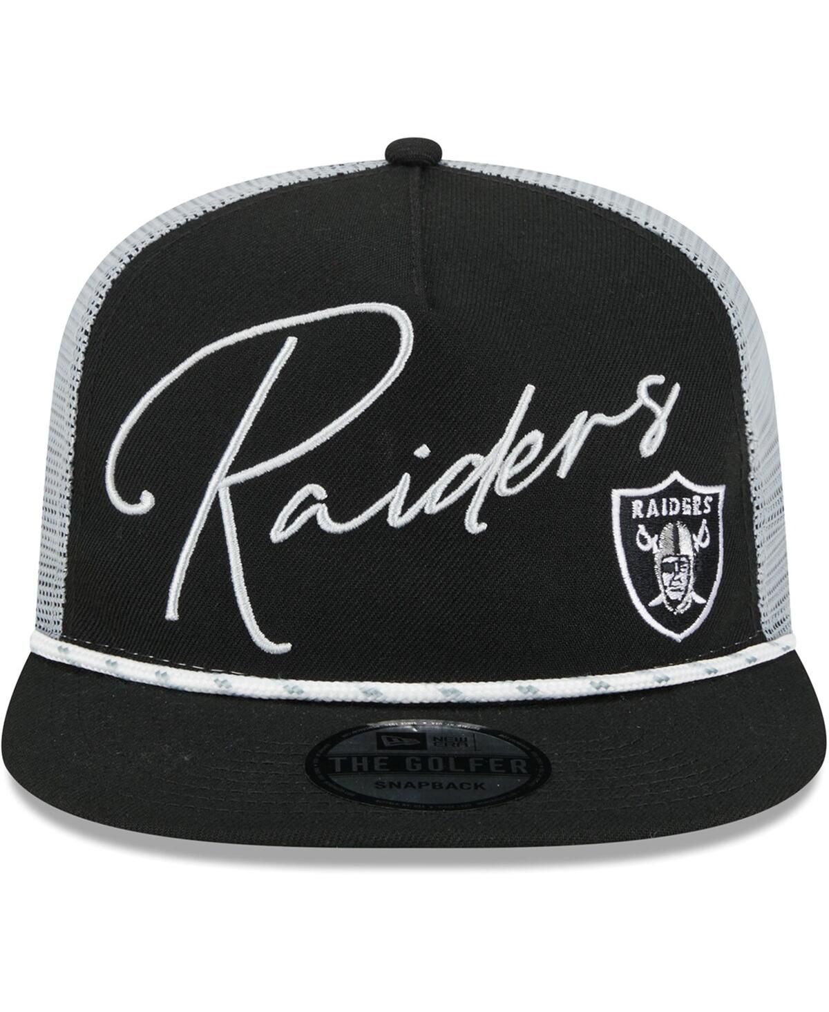  New Era Men's Black Las Vegas Raiders Script Logo Golfer 9FIFTY  Snapback Hat : Sports & Outdoors