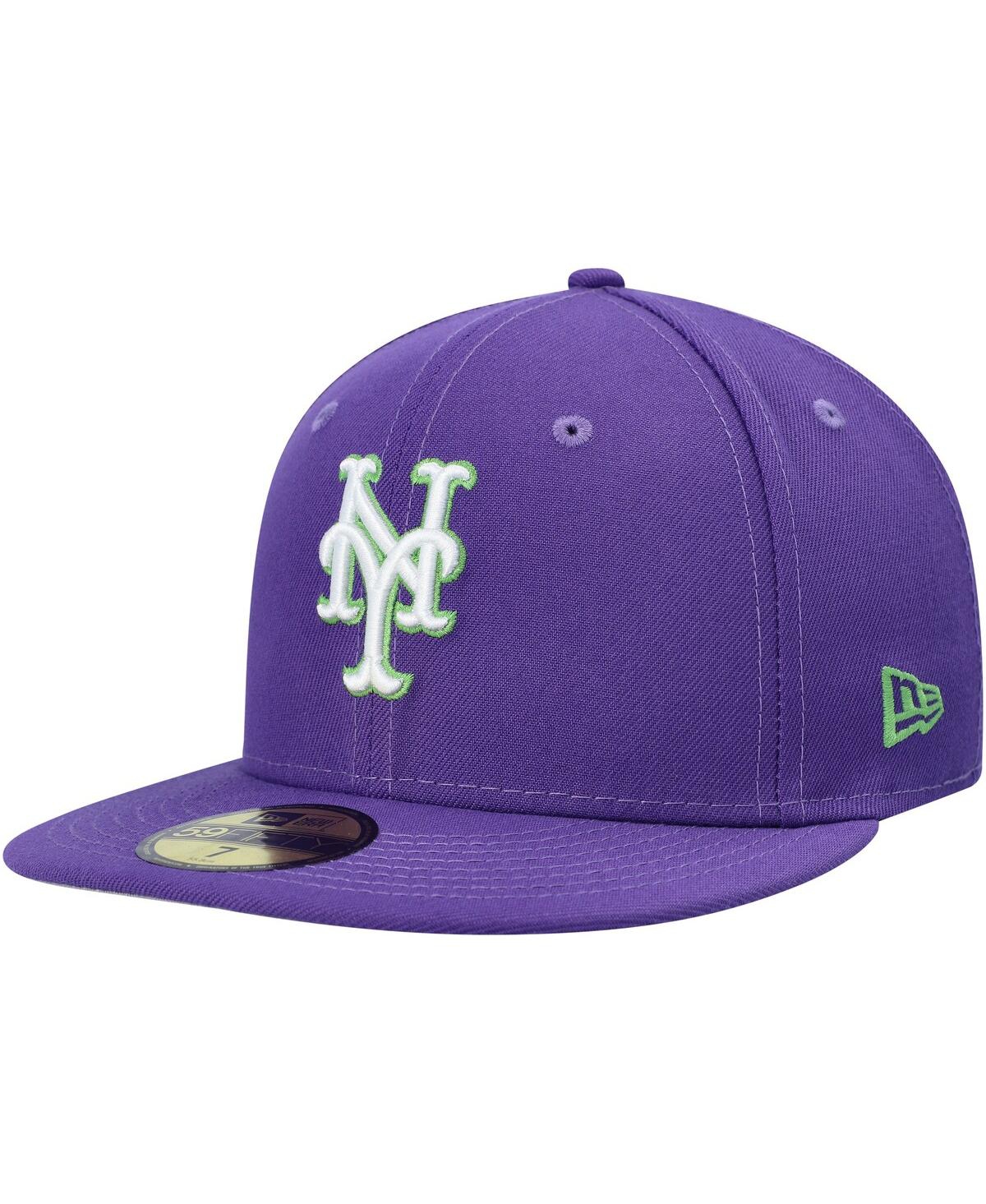 Shop New Era Men's  Purple New York Mets Lime Side Patch 59fifty Fitted Hat