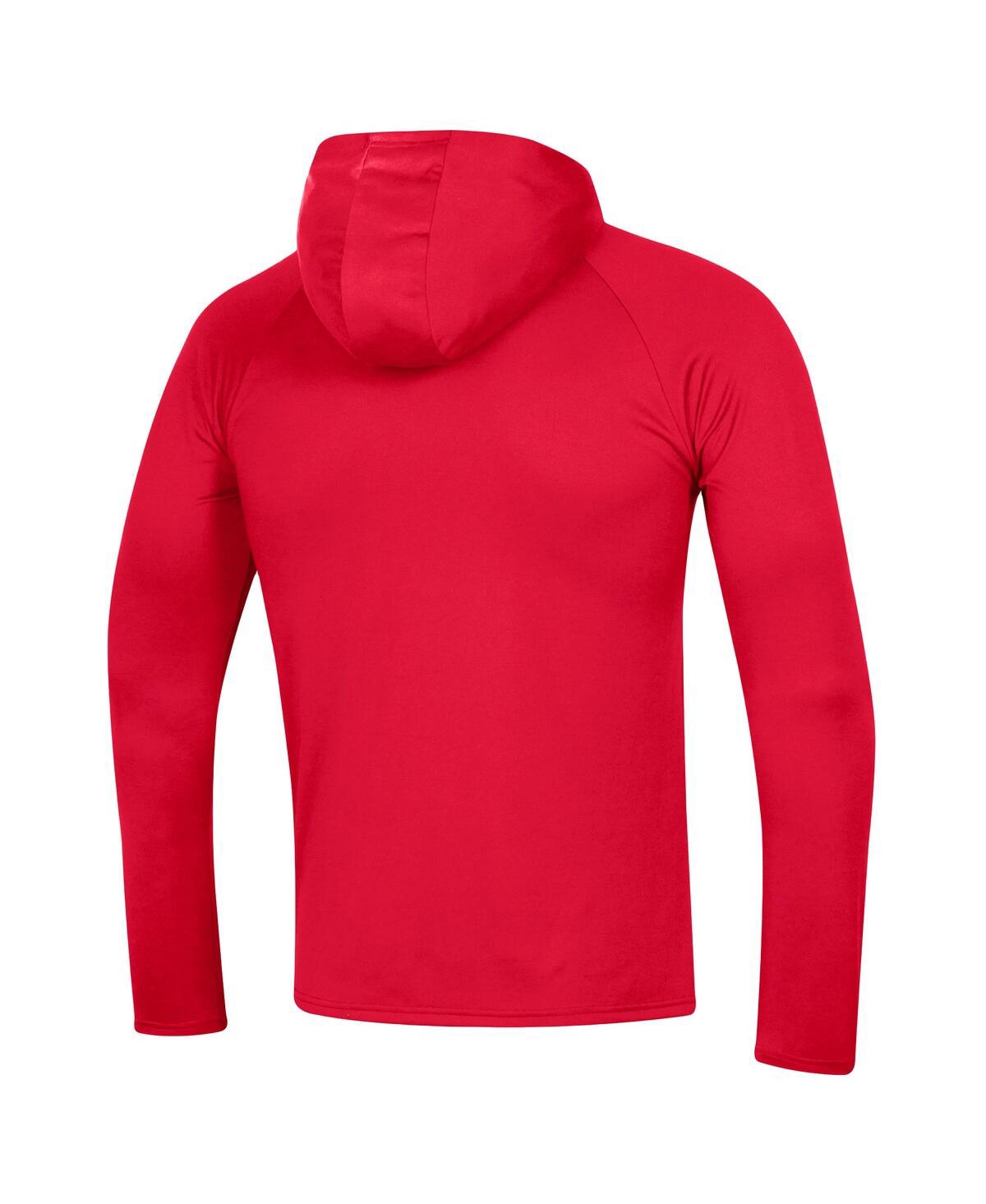 Shop Under Armour Men's  Red Maryland Terrapins School Logo Raglan Long Sleeve Hoodie Performance T-shirt
