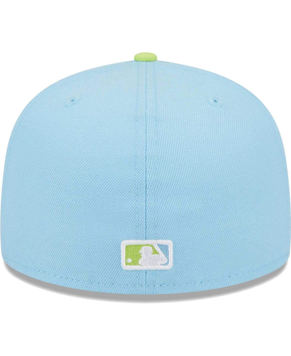 NEW ERA MEN'S NEW ERA LIGHT BLUE, NEON GREEN LOS ANGELES DODGERS SPRING COLOR TWO-TONE 59FIFTY FITTED HAT 