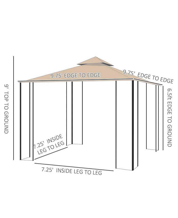 Outsunny 10' x 10' Steel Outdoor Patio Gazebo Canopy with Privacy Mesh ...