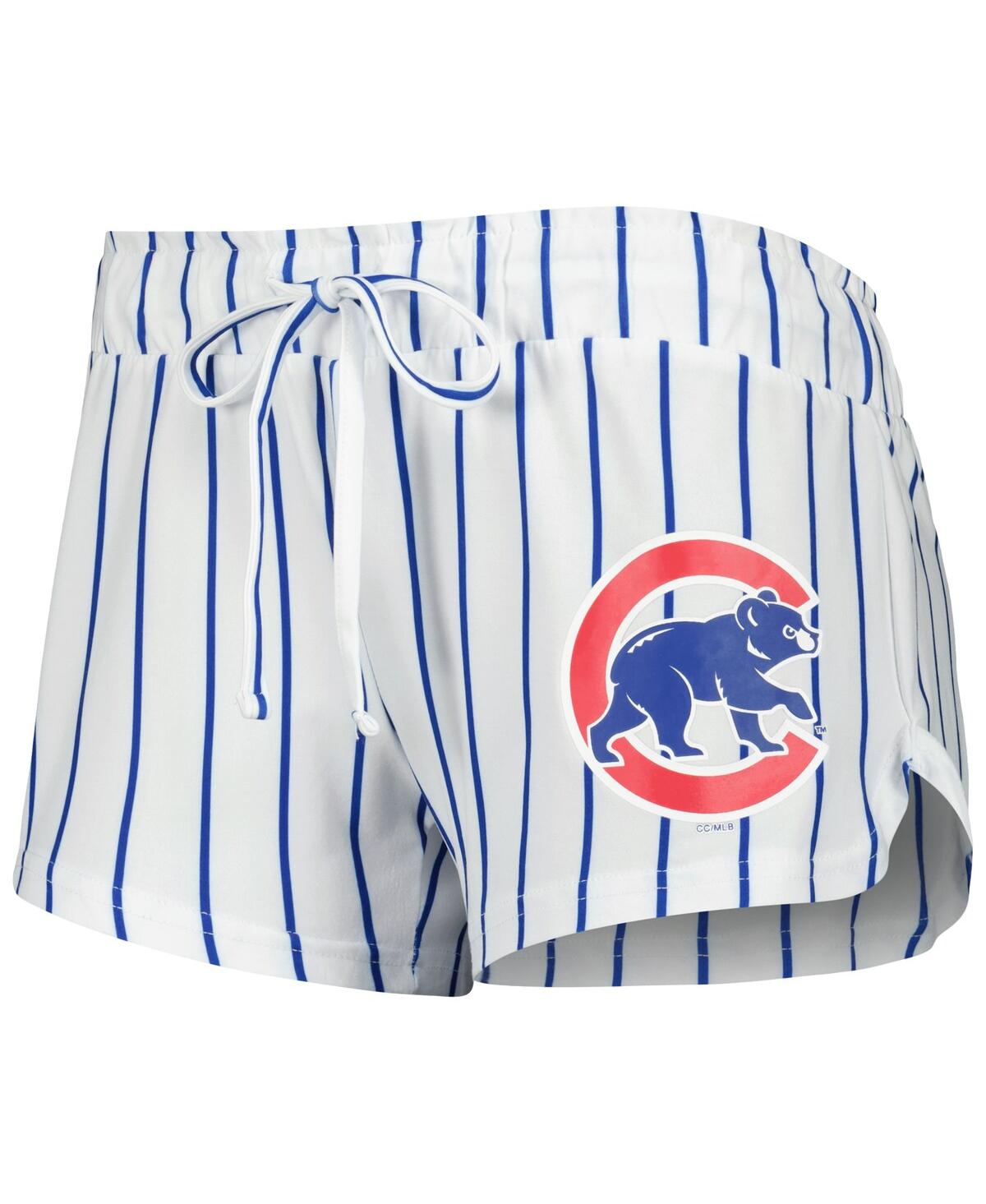 Shop Concepts Sport Women's  White Chicago Cubs Reel Pinstripe Tank Top And Shorts Sleep Set
