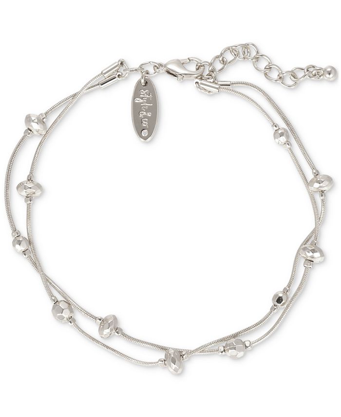 Style Co Silver Tone Beaded Double Row Ankle Bracelet Created