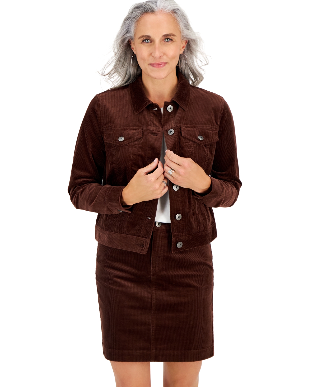 Style & Co Petites Corduroy Jacket, Created For Macy's In Brown