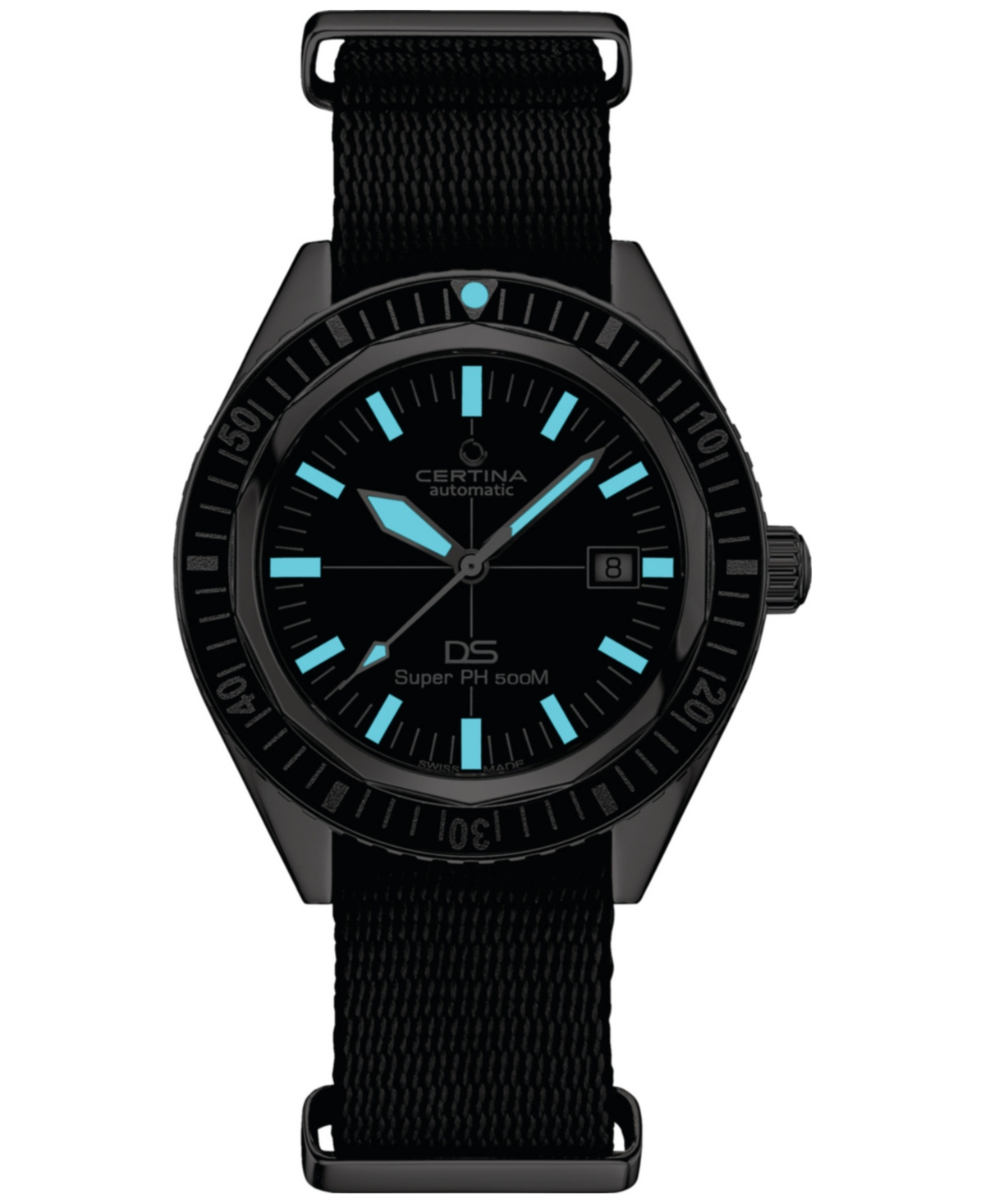 Men's Swiss Automatic Ds Super PH500M Black Synthetic Strap Watch 43mm - Black