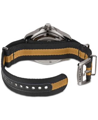 Men's Swis Automatic DS Action Black & Orange Synthetic Strap Watch 43mm