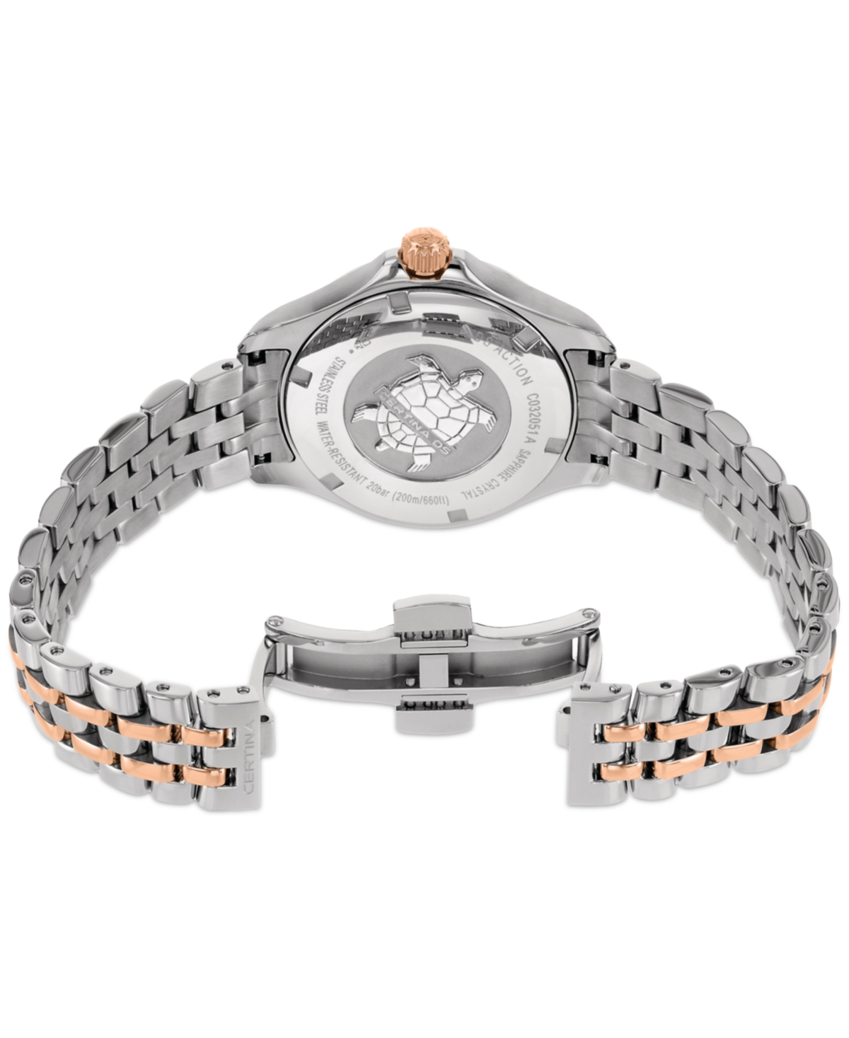 Shop Certina Women's Swiss Ds Action Diamond Accent Two-tone Stainless Steel Bracelet Watch 34mm In Silver