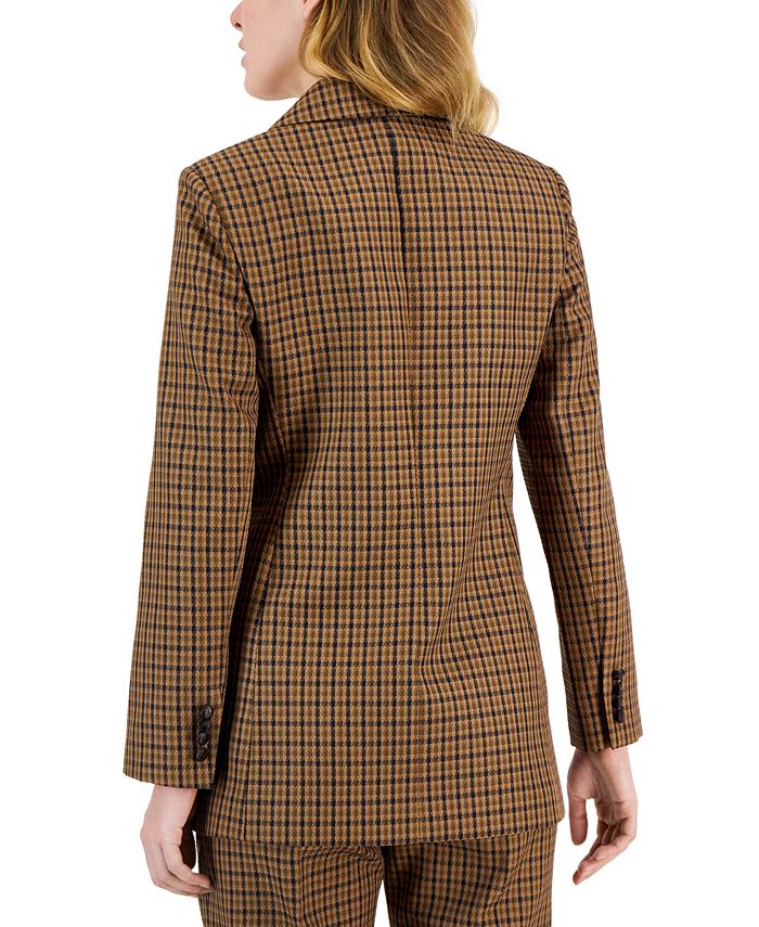 T TAHARI Lined Houndstooth Blazer