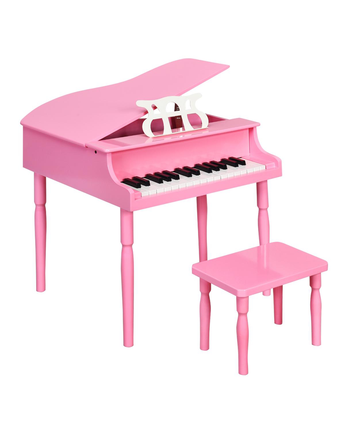 Costway 30-key Classic Baby Grand Piano Toddler Toy Wood W/ Bench & Music Rack In Pink