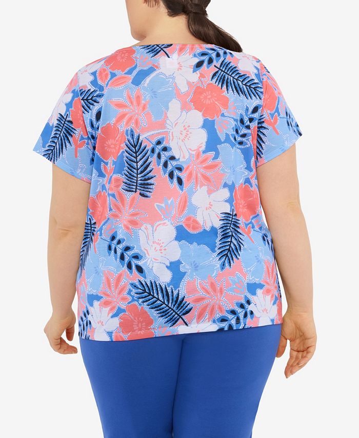 HEARTS OF PALM Plus Size Printed Essentials Short Sleeve Scoop Neck Top ...