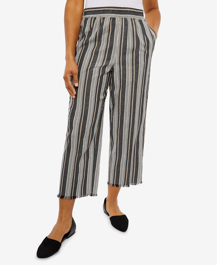 Alfred Dunner Women's Marrakech Stripe Ankle Pants with Fringe - Macy's