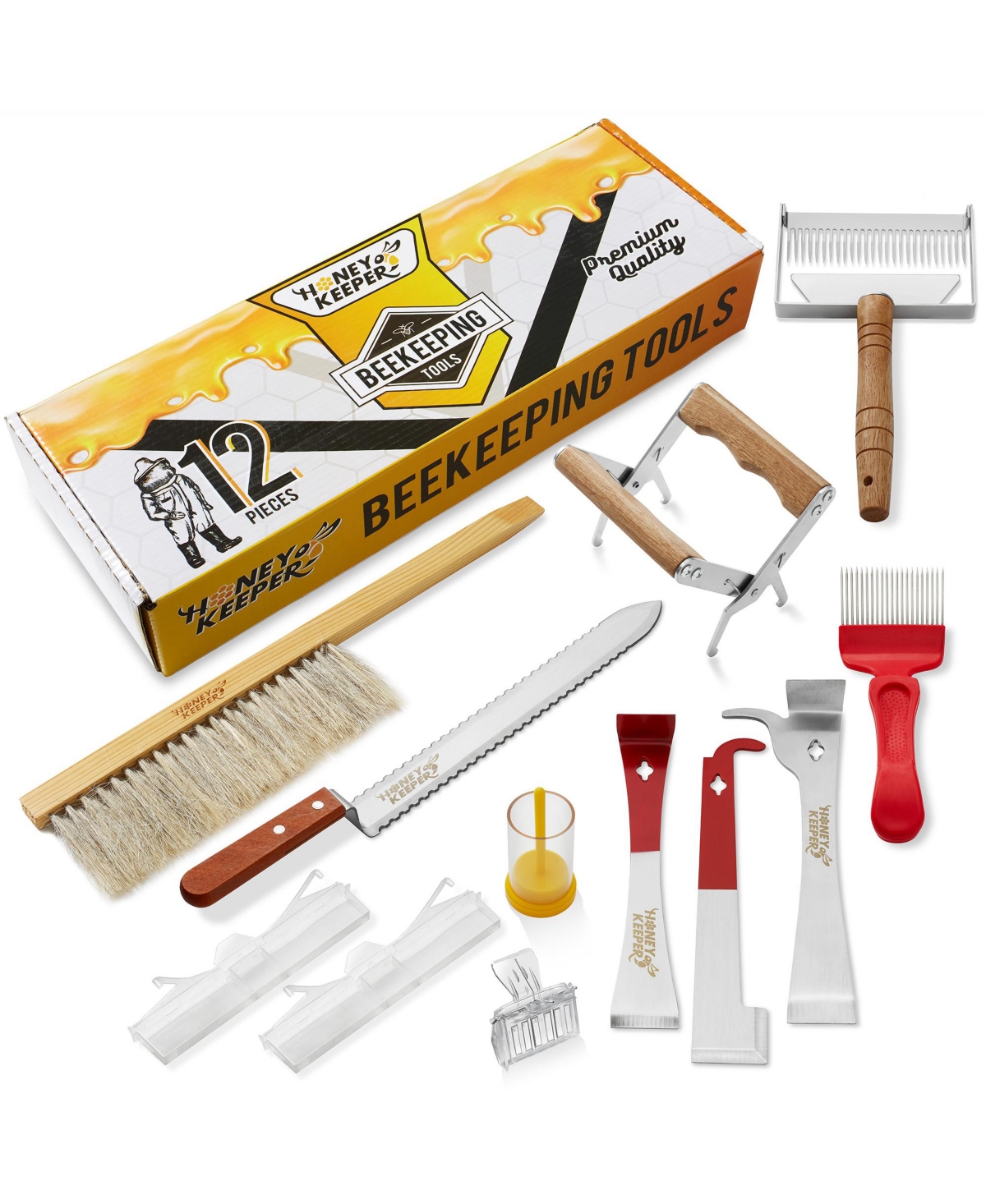 12-Piece Beekeeping Tool Kit - Essential Starter Supplies for Beginner Beekeepers - Assorted Pre-Pack